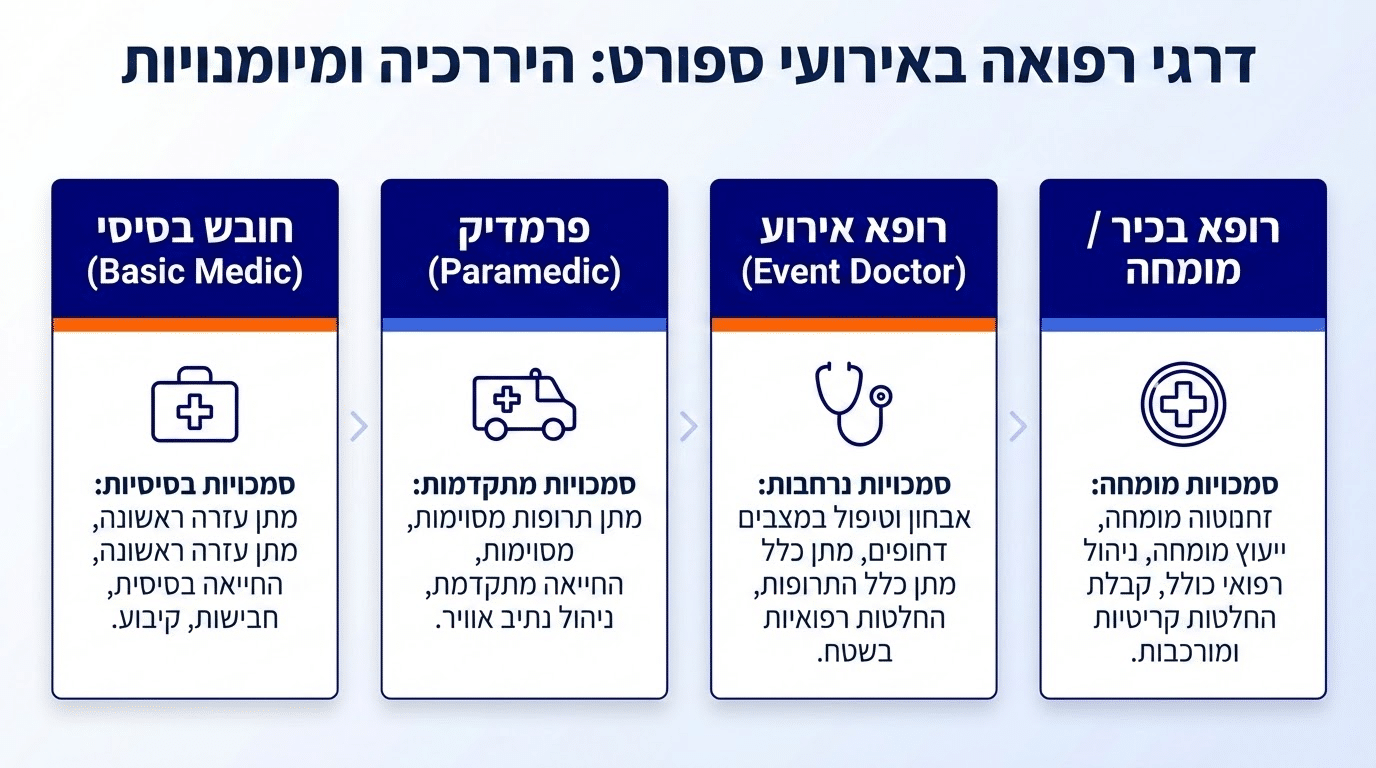 השוואה בין רמות הסמכה רפואיות לקייטנת ספורט