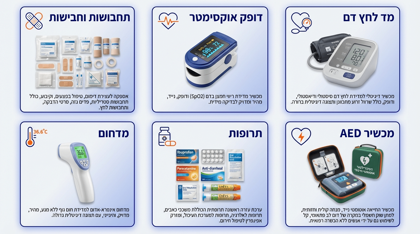 ציוד רפואי נדרש בתיק החובש למסע שבט