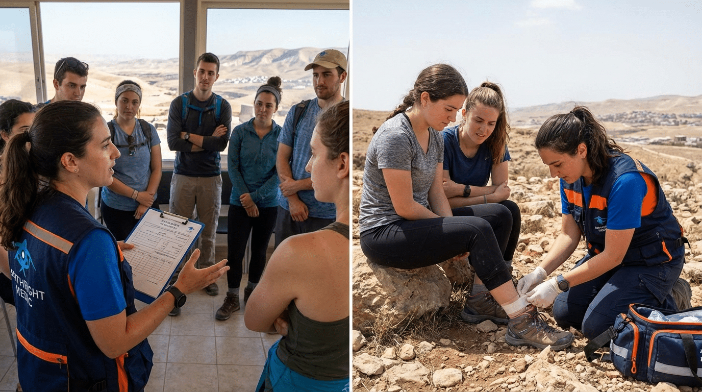 חובש בפעולה במשלחת תגלית - ליווי רפואי יומיומי