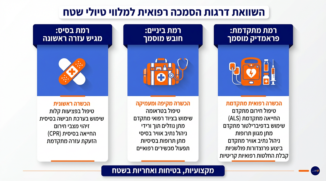 טבלת השוואה בין מע״ר חובש ופרמדיק בליווי טיולים